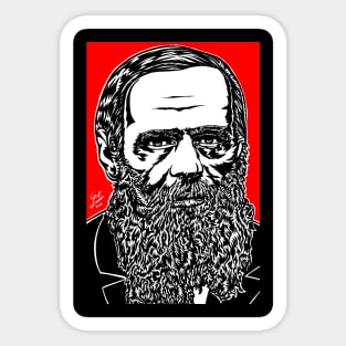 FYODOR DOSTOYEVSKY ink and acrylic portrait Sticker